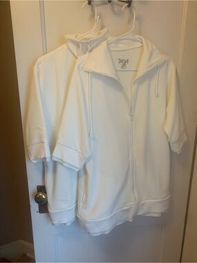 White Zip-Front jacket with Short Sleeves Dance Costume